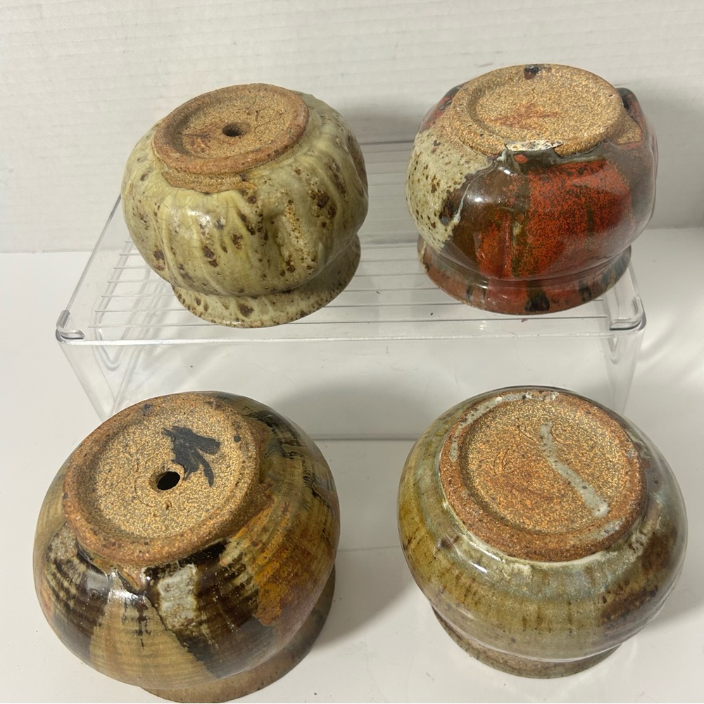 Studio Art Pottery Handcrafted Ceramic Rustic Pottery Set of 4 - Multicolor - Picture 5 of 7
